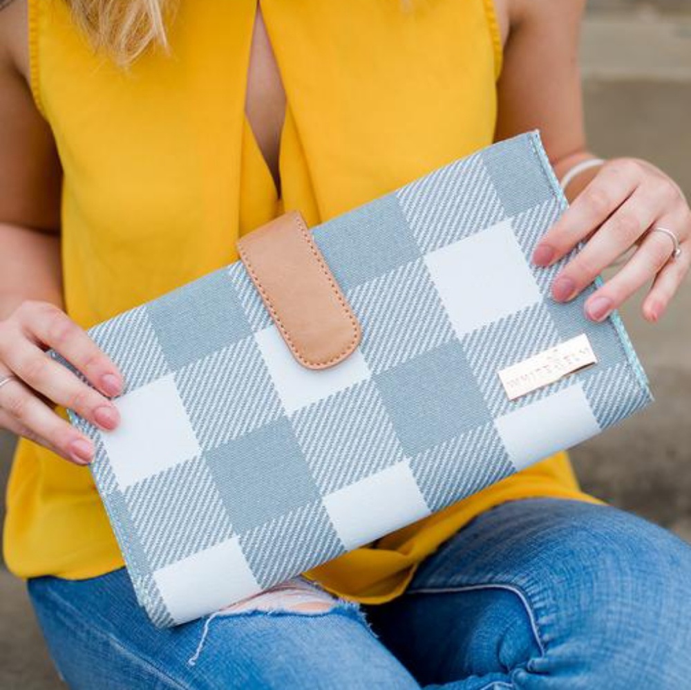 Diaper Clutch Bag | Gray Buffalo Check | White Elm